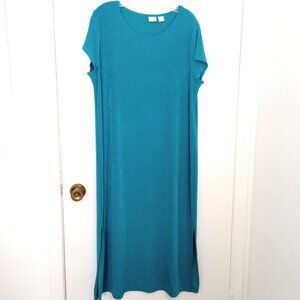 Chico's Travelers Blue Classic Short Sleeve Maxi Dress Sz 3P